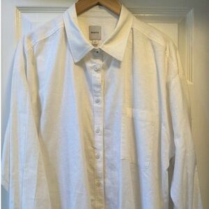ANTHROPOLOGIE MAEVE Bennett White Linen Blend Blouse-Large